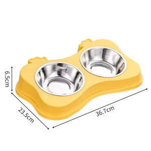Tugas berat baja tahan karat antiselip mangkuk hewan peliharaan ganda untuk kucing dan anjing makanan dan air Anti tumpah - Product Image 5