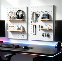 Organizer Dinding Pegboard Kayu, Penyimpanan Dinding untuk Ruang Gaming, Display Dinding Modular Komersial, Ukuran & Bentuk yang Dapat Disesuaikan