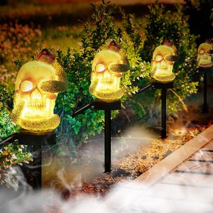 Solar Garden Lights Skull Shape LED Solar Powered Outdoor Halloween Decorative Landscape Light Water Resistant - Product Image 1