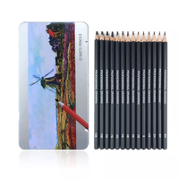 Ensemble de crayons de croquis en bois professionnel 14 pièces ensemble de crayons de dessin de qualité avec logo personnalisé imprimé pour l'école et l'artiste