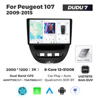MEKEDE DUDU7 Car-play navegación GPS 2K pantalla reproductor Multimedia Android coche Audio Radio Auto para Peugeot 107 2009-2015