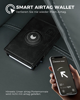 THUMBS-UP dompet Tag udara pria, hitam lipat tiga perlindungan RFID kecil ramping kulit asli pemegang kartu ritsleting saku koin