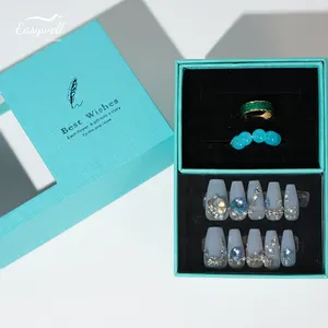 New arrival luxury press on nails package box custom logo coffin full cover nail tips nail supplies