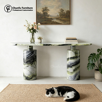 Table console moderne en marbre avec piétement cylindrique pour l'entrée d'appartements et de villas, meubles de salon