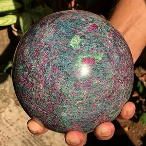 Chất Lượng Cao Tự Nhiên Của <span class=keywords><strong>Ruby</strong></span> Fuchsite Quả Bóng Pha Lê Khác Nhau Tinh Thể Tự Nhiên Màu Đỏ Màu Xanh Màu Xanh Lá Cây Bao Thiền Feng Shui <span class=keywords><strong>Ruby</strong></span> Zonsite - Product Image 1