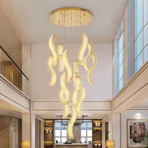 Recién llegados, candelabro de escalera ajustable, hotel, escaleras largas, línea colgante de cristal, luz colgante para Villa - Product Image 3