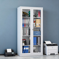 Armoire de classement en acier robuste à 2 portes vitrées, anti-rouille, revêtement poudré, prix de gros, modèle 2026