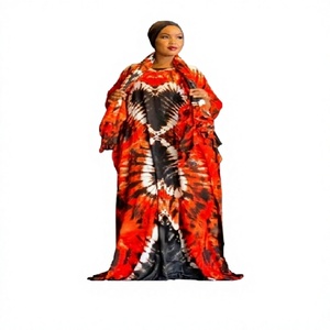 Stylish Tie Dye <b>Kaftan</b> Dress for Women Comfortable Loose Fit Rayon Chiffon Summer Outfit Party Wear <b>Beach</b> Swimsuit Cover - Product Image 1