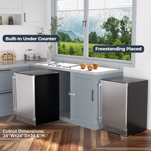 Réfrigérateur extérieur <span class=keywords><strong>encastrable</strong></span> de 24 pouces / Réfrigérateur à boissons sous le comptoir / Réfrigérateur autonome en acier inoxydable - Product Image 3