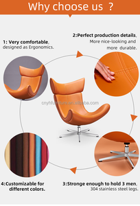 旋转丹麦设计休闲豪华玻璃纤维休息室皮革客厅休闲旋转口音伊莫拉扶手椅 - Product Image 3