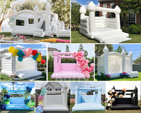 Terrain de jeu gonflable de mariage de château blanc gonflable extérieur de maison de rebond pour la partie