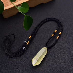 <span class=keywords><strong>Collana</strong></span> con ciondolo citrino naturale a doppia punta con colonna di cristallo esagonale con bacchetta per il trattamento di pietra per gli uomini e le donne - Product Image 5