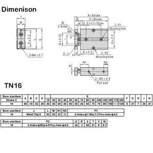 กระบอกลมนิวเมติกแบบลูกสูบคู่ รุ่น TN20 คุณภาพสูง สำหรับแรงดันลม TN - Product Image 6
