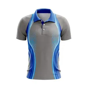 Kaus polo golf pria lengan pendek kering elastis spandeks poliester cetak sublimasi desain kustom pabrik