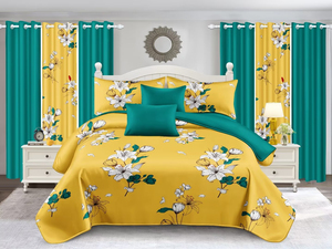 Venta al por mayor de 6 piezas de microfibra King Size juego de sábanas funda de almohada a rayas planta de algodón para hoteles flor impresa ropa de cama Stock - Product Image 3