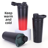 Nouvelle bouteille shaker à protéines en acier inoxydable à double paroi de 750 ml / 500 ml, isolée sous vide, avec couvercle anti-fuite pour la salle de sport et le sport, maintien thermique 24h