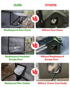 Maison chauffante pour chat d'extérieur, imperméable, porte de secours sécurisée, abri isolé pour chat avec chauffage pour chat errant, chaton - Product Image 6