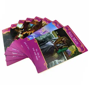 Tarjetas de Tarot estampadas personalizadas, alta calidad, venta al por mayor, tarjetas de papel de arte, divertidas, románticas, ángeles, oráculo