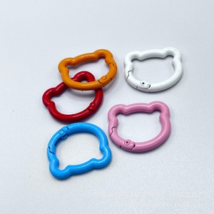 Creative Colorful Bear Shape Alloy Spring Buckle Keychain DIY Mobile Phone Chain Hook <b>Accessory</b> Bag Connecting <b>Ring</b> - Product Image 1