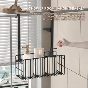 Double Tier Modern <b>Wall</b>-Mounted Stainless Steel Waterproof Bathroom Shower Rack with <b>Hanging</b> Basket for Towel <b>Storage</b> - Product Image 4
