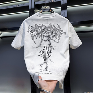 T-shirt ample et décontracté pour homme 100% coton brodé en <span class=keywords><strong>3D</strong></span> Grande édition Design <span class=keywords><strong>3D</strong></span> à la mode 240 grammes Poids du tissu - Product Image 2