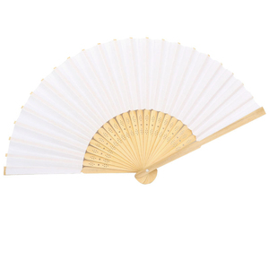 Éventail pliant artisanal en bambou blanc peint à la main, idéal pour les mariages, les fêtes et la décoration intérieure - Product Image 2