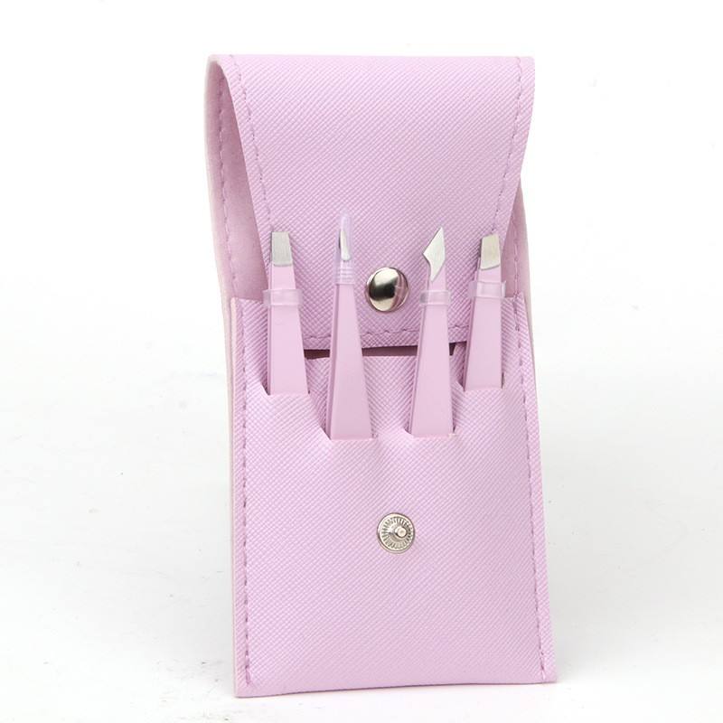 ชุดแหนบถอนคิ้วสีชมพูและม่วง 4 ชิ้น