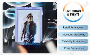 Layar Sentuh Interaktif 86 Inci Kotak Layar <span class=keywords><strong>LCD</strong></span> Transparan 3D 4K Signage Digital Iklan Kustom dengan Mikrofon dan Kamera - Product Image 4