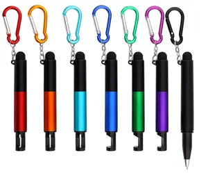 4 in 1 multiuse stylus pen with wine opener and LED light for gift bottle opener pen with carabiner light up logo pen