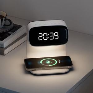 Moderno caricatore Wireless 15W lampada intelligente sveglia digitale LED USB-Powered bianco Touch Control eco-compatibile lampada da comodino - Product Image 4