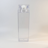 Bouteille d'eau en plastique transparente sans BPA de 500 ml, 750 ml, 1 L, type carton de lait, personnalisable