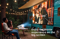 Mini-projecteur portable T5 Android 13, projecteur vidéo intelligent 150 lumens, projecteur à mise au point automatique, batterie intégrée, systèmes de cinéma maison