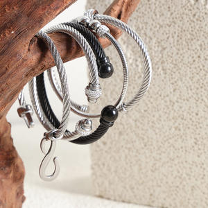 <span class=keywords><strong>Bracelet</strong></span> de couple pour hommes et femmes, corde métallique en titane et acier inoxydable, manchette en <span class=keywords><strong>or</strong></span>, - Product Image 5