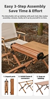 Ensemble table et chaises de camping pliantes en aluminium léger, table de pique-nique portable, finition imitation bois, pour extérieur, plage, voyage, repas en plein air