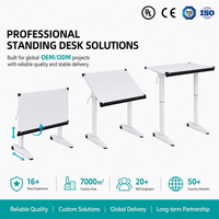 Poste de travail moderne pneumatique à double jambe réglable en fer pour ordinateur portable Installation rapide Mobilier de bureau avec inclinaison Bureau