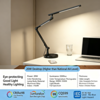 Lampe de bureau LED à clipser, 95 CRI, contrôle tactile, double source lumineuse, pliable, protection oculaire, intensité réglable, en métal, pour dessin, design, étudiant
