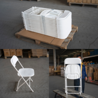 Chaise pliante blanche en plastique PP robuste pour événements, mariages, dîners et fêtes, portable, pour l'extérieur, vente en gros, usine de Ningbo