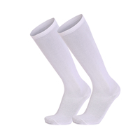 Chaussettes blanches unies en polyester et coton, hauteur genou, 5 tailles, chaussettes tubulaires blanches