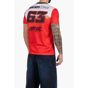 Camiseta de Hombre Blanca de Secado Rápido de Alta Calidad, Diseño 63 Ducati Bagnaia, 100% Poliéster, Anti-Encogimiento, Manga Corta, para Exportación al Por Mayor - Product Image 4