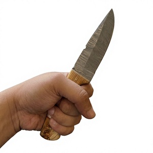 Cuchillo de hoja fija Drop Point de acero de Damasco forjado con mango colorido, personalizable, fácil de transportar para caza, camping y supervivencia. - Product Image 2