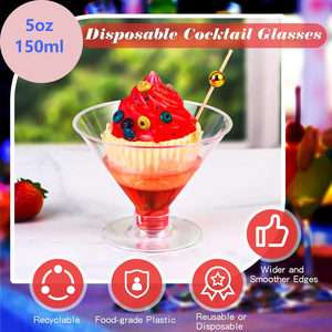 Verres <span class=keywords><strong>à</strong></span> martini <span class=keywords><strong>en</strong></span> <span class=keywords><strong>plastique</strong></span> de 5 oz, paroi simple, incassables, mini verres <span class=keywords><strong>à</strong></span> martini <span class=keywords><strong>en</strong></span> <span class=keywords><strong>plastique</strong></span> rigide, gobelets de fête et verres <span class=keywords><strong>à</strong></span> parfait pour dessert - Product Image 5