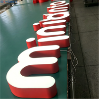 Enseignes lumineuses LED personnalisées en acier inoxydable sans cadre, lettres en relief, éclairage frontal, façade en acrylique pour publicité de devanture de magasin, logo