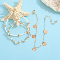 Ensemble de 3 bracelets de plage bohèmes en alliage plaqué or avec breloques coquillages et perles, bijoux d'été pour femmes