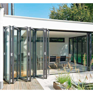 Porte <span class=keywords><strong>accordéon</strong></span> coulissante et pliante extérieure CA USA, étanche, pour patio, triple vitrage, aluminium, double vitrage, portes pliantes - Product Image 2