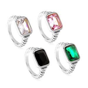 Chunky 18K PVD chapado en oro circón rojo blanco negro piedra anillos Vintage piedras de cristal Acero inoxidable deslustre anillos de joyería gratis - Product Image 5