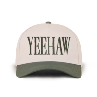 Gorra de Béisbol de Cinco Paneles con Visera Rígida, Personalizable de Fábrica, en Dos Tonos, con Bordado 'YEEHAW', Estilo Retro Casual Unisex