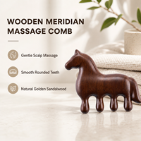 Peigne de massage en bois de santal doré pour le meridien du cheval, outil Gua Sha en bois pour le cuir chevelu, pour le spa et les soins personnels