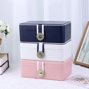Elegant Rectangle Jewelry Box With Buckle Closure Multi Layer <b>Storage</b> For Earrings <b>Rings</b> Necklaces Jewelry Organization - Product Image 2