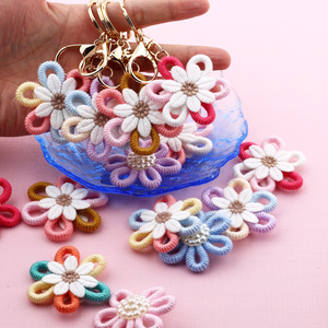 Crocheted Cotton Rope Daisy Keychain Bohemian Sunflower Key Chains Macrame Purse Pendants Bag Charm Keyring Rope Keychain Flower