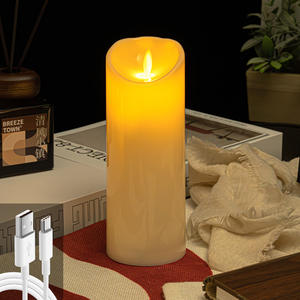 شموع إلكترونية قابلة لإعادة الشحن USB عديمة اللهب ضوء عمود داخلي خفقان - Product Image 6